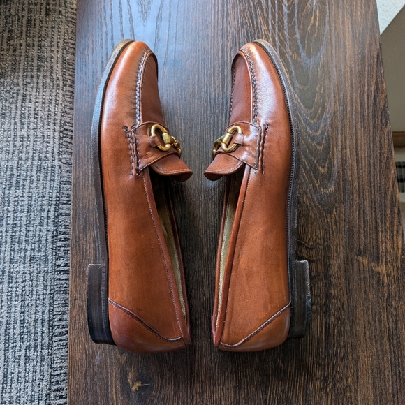 Cole Haan Brown Leather Gold Metal Horse Bit Loafer Dress Shoes - Picture 7 of 9